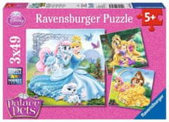 Ravensburger Puzzle Disneyjeve princeske in njihovi ljubljenčki 3x49 kosov