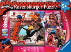 Ravensburger Puzzle Čarobna pikapolonica in črni maček 3x49 kosov