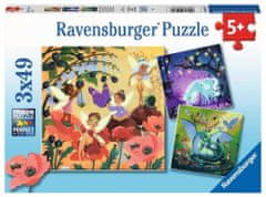 Ravensburger Puzzle Vile, zmaj in samorog 3x49 kosov