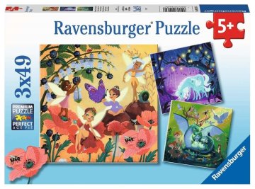 Ravensburger Puzzle Vile, zmaj in samorog 3x49 kosov