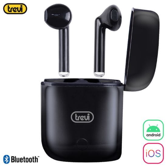 Trevi HMP 12E20 AIR mini Bluetooth 5.1 slušalke z mikrofonom, TWS, polnilna enota, touch kontrola, črne