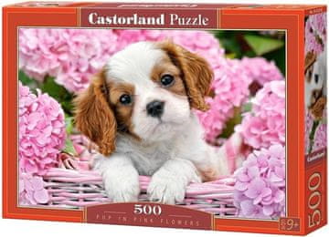 Castorland Puzzle Kuža v roza rožicah 500 kosov