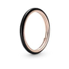 Pandora Minimalističen bronast prstan s črnim emajlom Rose 189655C01 (Obseg 56 mm)