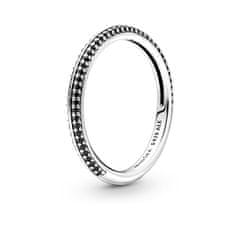 Pandora Minimalističen srebrn prstan s črnimi kristali Me 199679C02 (Obseg 50 mm)