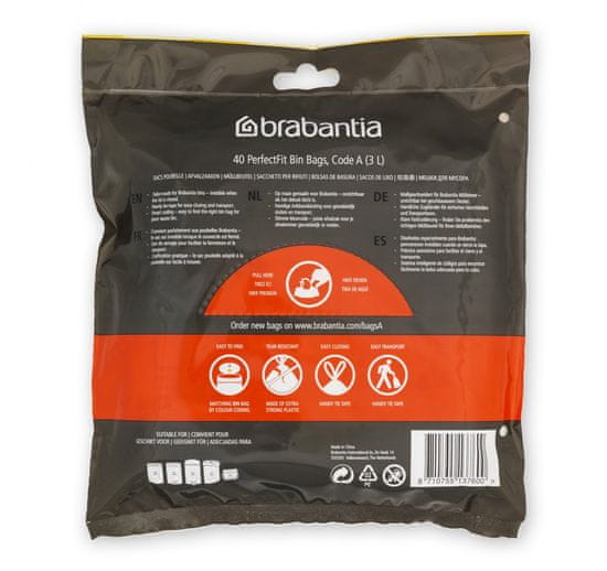 Brabantia PerfectFit vrečke, 3 L (A), 40/1, bele