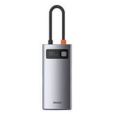 BASEUS Metal Gleam HUB adapter USB-C - USB-C PD 100W / HDMI 4K / 1x USB 3.2 / 1x USB 2.0, siva