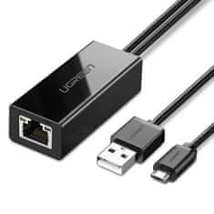 Ugreen USB zunanji omrežni adapter za Chromecast + kabel 1m, črna