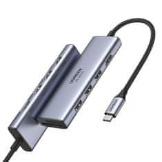 Ugreen CM511 HUB adapter USB-C - 3x USB 3.2 / HDMI 4K / SD TF, siva
