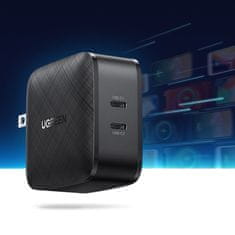 Ugreen CD216 polnilnik 2x USB-C PD QC 66W, črna