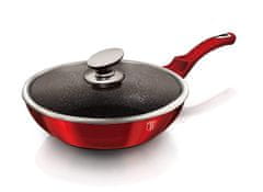 Berlingerhaus Ponev WOK s pokrovom z marmornato površino 28 cm Burgundija Metallic Line BH-1265