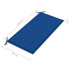 Vidaxl Vrtna klop s kraljevsko modro blazino 112 cm trdna tikovina