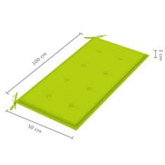 Vidaxl Vrtna klop s svetlo zeleno blazino 112 cm trdna tikovina
