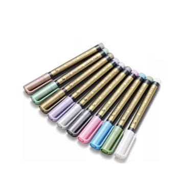 Netscroll 10-delni set markerjev za popolno ustvarjanje, vodoodporni flomastri, obstojne barve, čudoviti kovinski odtenki, idealno za voščilnice, risanje na kamnih, slikanje po keramiki, itd, MetallicColorPen