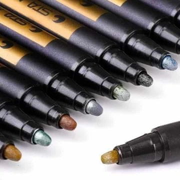 Netscroll Set kovinskih markerjev za risanje in dekoriranje, vodoodporni flomastri 10 kosov, idealno za voščilnice, risanje na kamnih, keramiki, MetallicColorPen