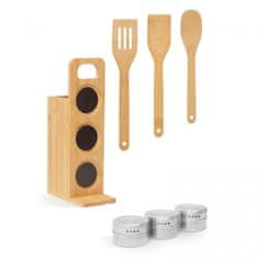 bewello Magnetno stojalo za začimbe + kuhinjski set iz bambusa 7 delni 80 x 135 x 275 mm