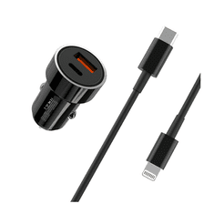 XO Polnilec za avto TZ11 PD,QC 20W + kabel USB-C na Lightning