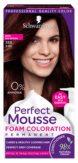 Schwarzkopf Perfect Mousse barva za lase, 388 temno rdeče rjava