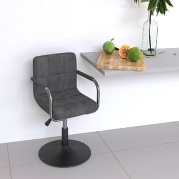 Vidaxl vidaXL Barski stol temno siv, oblazinjen z žametom