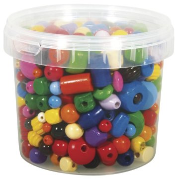 Rayher.	 Lesene perle, različne barve, 4-16 mm, posoda 380g