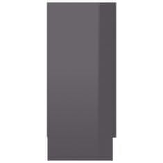 Greatstore Vitrina visok sijaj siva 120x30,5x70 cm iverna plošča