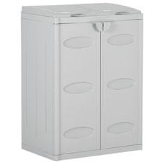 Vidaxl Koš za smeti z 2 vrati svetlo siv 65x45x88 cm PP