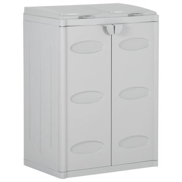 Vidaxl Koš za smeti z 2 vrati svetlo siv 65x45x88 cm PP