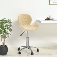 Greatstore Vrtljivi pisarniški stol, krem barve, oblazinjen z žametom
