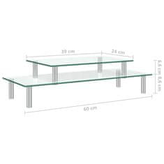 Vidaxl 2-nadstropno stojalo za monitor prozorno steklo