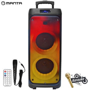 Manta SPK5220 Flame zvočnik, Karaoke, vgrajena baterija, Bluetooth/USB/RADIO FM, Disco LED lučke, črn (MAN-SPK5220) - Odprta embalaža