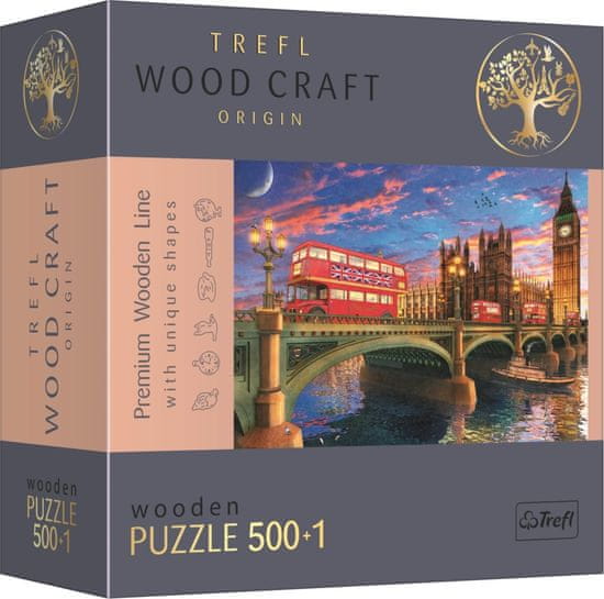 Trefl Wood Craft Origin puzzle Westminstrska palača, Big Ben, London 501 kosov