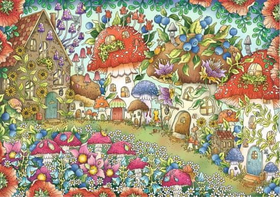 Ravensburger Puzzle Simpatične hišice iz gob na cvetličnem travniku 1000 kosov