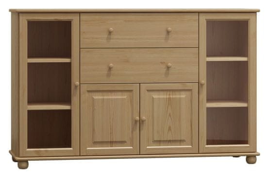 eoshop Komoda 63 Klasik iz masivnega bora (Varianta: globina: 42 cm, površina: surov les, višina: 80 cm, širina: 160 cm)