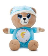 Teddies Medvedek modri plišasti 32 cm na baterije s svetlobo in zvokom