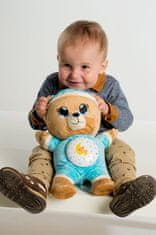 Teddies Medvedek modri plišasti 32 cm na baterije s svetlobo in zvokom
