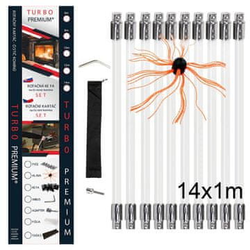 TURBO Premium® Rotacijska krtača za čiščenje dimnika TURBO Premium - 14m