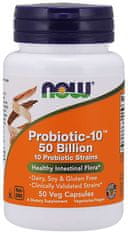 NOW Foods Probiotic-10, probiotiki, 50 milijard CFU, 10 sevov, 50 rastlinskih kapsul