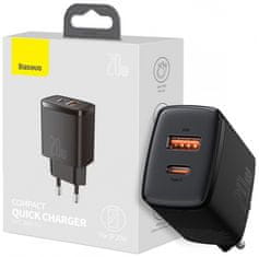 BASEUS adapter CCXJ-B01 polnilec (USB A/C), črn, 220V, 20W
