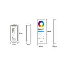 megamiska RGB radijski 2,4 GHz LED kontroler z daljinskim upravljalnikom na dotik in stenskim nosilcem 12/24V