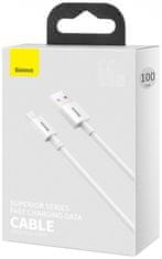 BASEUS CATYS-02 kabel za hitro polnjenje USB-C na USB-A, 66 W, 1 m, bel