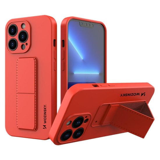 WOZINSKY ohišje s stojalom silikonsko ohišje s stojalom iphone 13 mini rdeče