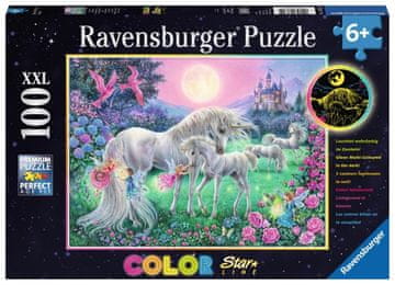 Ravensburger Svetleča sestavljanka Samorogi pod polno luno XXL 100 kosov