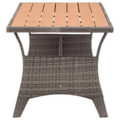 Vidaxl Vrtna miza siva 120x70x66 cm poli ratan
