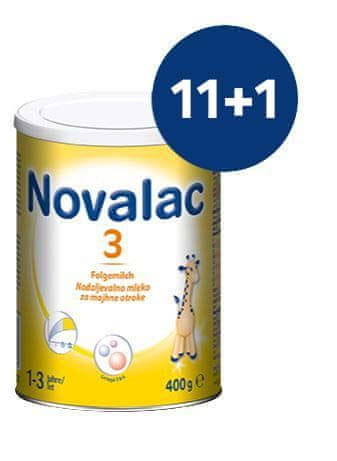 Novalac 3 nadaljevalno mleko, pločevinka, 400 g, 11 + 1 gratis