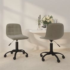 shumee Vrtljivi namizni stoli, 2 kosa, svetlo sive barve, oblazinjeni z žametom