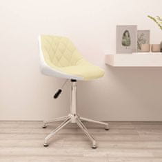 Greatstore Vrtljivi pisarniški stol, krem in bela barva, umetno usnje