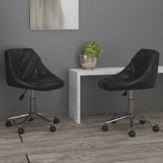 Vidaxl Vrtljivi namizni stoli, 2 kosa, črni, oblazinjeni z umetnim usnjem