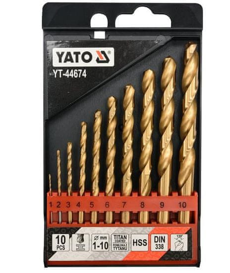 YATO Komplet svedrov za kovino Hss-Tin 10St. 1-10Mm