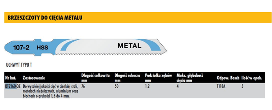 DeWalt List za vbodno žago 76Mm 5Perc. Metal