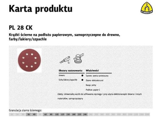 KLINGSPOR Samolepilni brusilni disk 125mm PL28CK gr.150 GLS5 8 lukenj /50 kosov