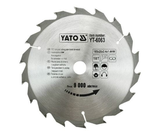 YATO VIDETI CILJNO ŽAGO 185x20mm 18-TEET 6063